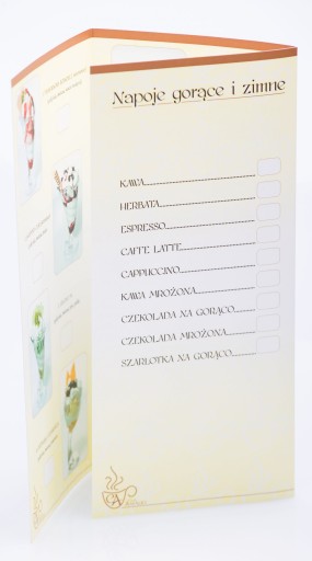 Karty menu format A3 składany na 3 części, 50szt
