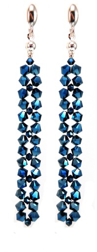 Kolczyki kryształy SWAROVSKI granatowe Blue długie