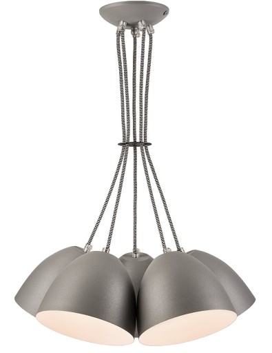 5 LAMPA WISZĄCA METALOWA LIVIA LOFT SREBRNA BIAŁA