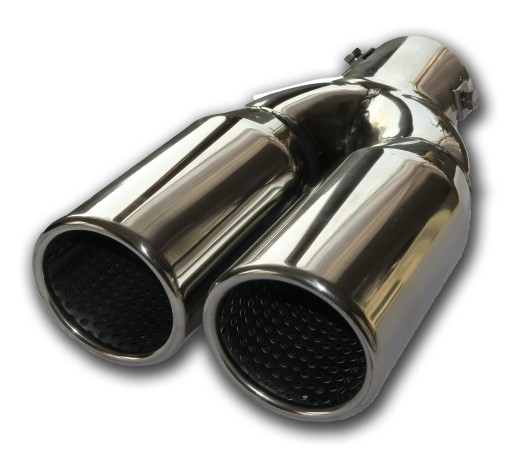KOŃCÓWKA WYDECHU NAKŁADKA tłumik INOX DWURURKA SPORTOWY WYGLĄD - INOX