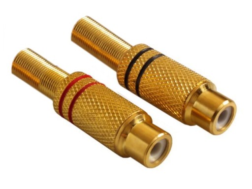 Gniazdo RCA chinch na kabel - 6mm - GOLD - 2szt.