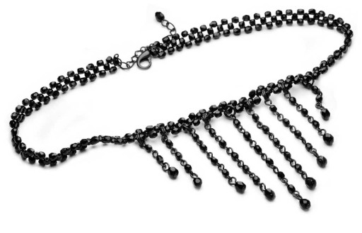 Naszyjnik Czarny Choker Kryształy Zwisy Jablonex