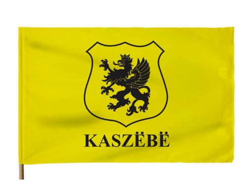 Flaga KASZEBE Gryf napis 110x70 cm Kaszub Kaszubska SOLIDNY MATERIAŁ