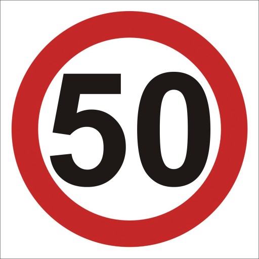 ZNAK OGRANICZENIE PRĘDKOŚCI 50 km/h 40x40 DIBOND