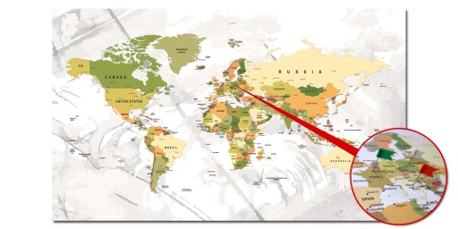 obraz na korku MAPA ŚWIATA TABLICA KORKOWA 120x70