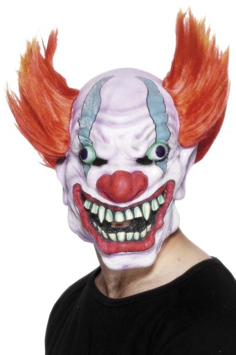 MASKA KLAUN z peruką CLOWN HALLOWEEN ZŁY duże usta