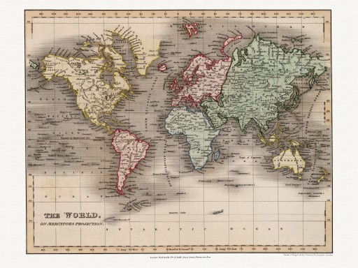 Mapa Świata John Dower 1832 r.