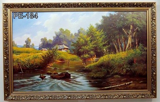 PEJZAŻ 110X70 CM OBRAZ W ZŁOTEJ RAMIE