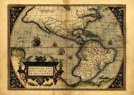 AMERYKA mapa ilustrowana Ortelius 1570 r.