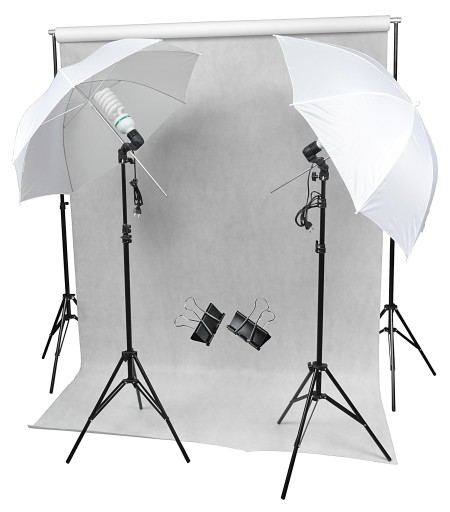 ZESTAW DOMOWE STUDIO 2x125W + TŁO FOTOGRAFICZNE
