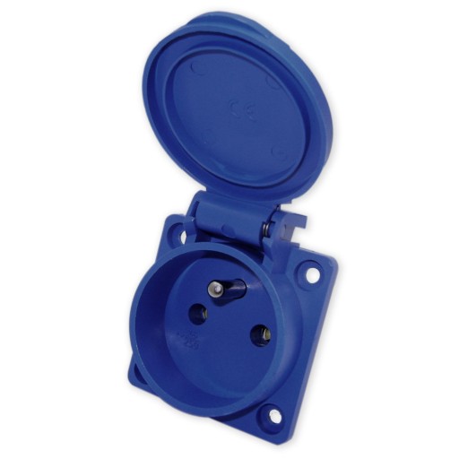 GNIAZDO Z UZIEM. 230V TABLICOWE IP44 NIEBIESKIE