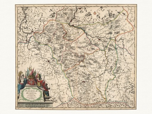 POLSKA Kraków Warszawa MAZOWSZE mapa 1716 r płótno