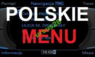 NAWIGACJA POLSKIE MENU AUDI MMI 2G MENU PL