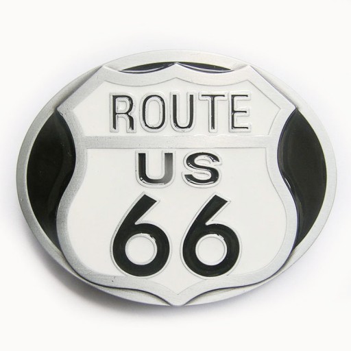 Skórzany Pasek do Spodni z Klamrą Route 66