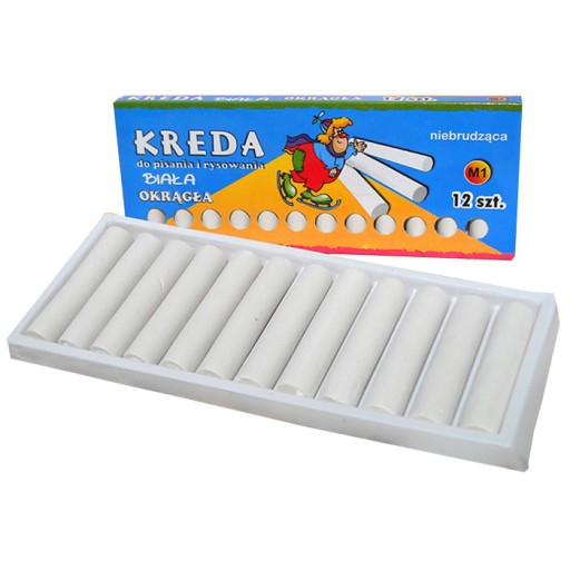 K414 KREDA OKRĄGŁA SZKOLNA BIAŁA M1 12 SZTUK