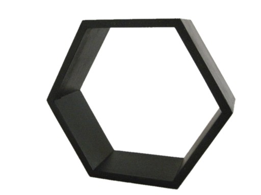 DREWNIANA PÓŁKA PLASTER MIODU HEXAGON CZARNA