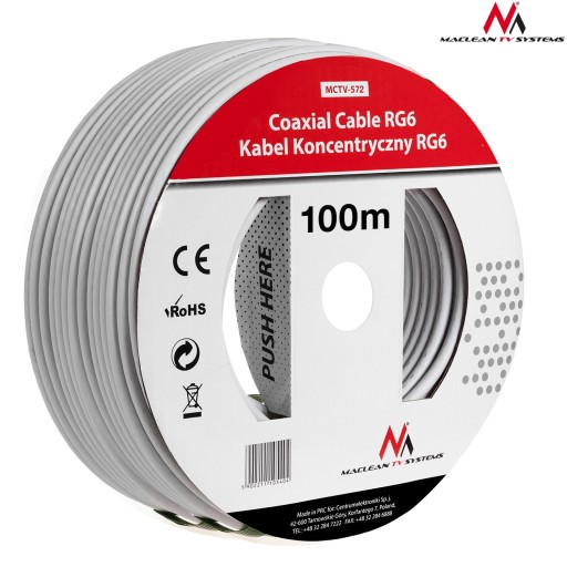 KABEL SATELITARNY ANTENOWY RG6U 100M BYDGOSZCZ