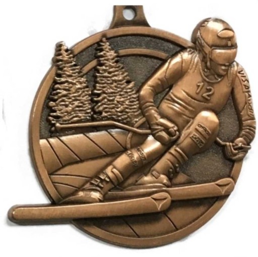 Medal narty narciarski odlewany+wstążka+wklejka