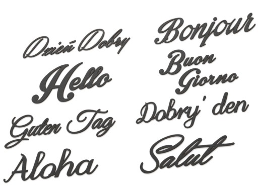 Napisy 3D drewniane na ścianę - Dzień dobry Hello