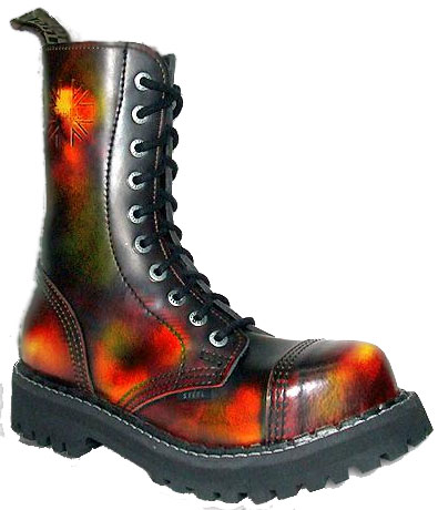 GLANY STEEL Wysokie Buty Wielokolorowe Yellow Red Black SKÓRA Rozmiar 39