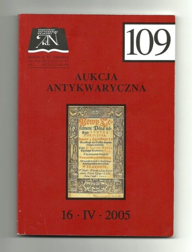 Krakowski Antykwariat Naukowy - katalog 109 aukcji