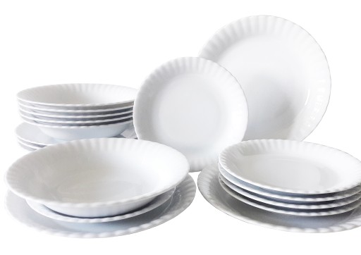 CHODZIEŻ IWONA C000 ZESTAW OBIADOWY KOMPLET TALERZY 6/18 BIAŁA PORCELANA