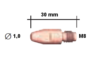 Końcówka prądowa Dysza gazowa STYK M8 1,0mm GRUBY