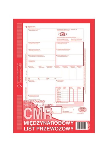 DRUK CMR MIĘDZYNARODOWY LIST PRZEWOZOWY ORG+3KOPIE