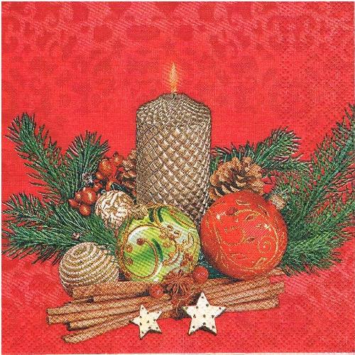 Serwetka MAŁA 25x25cm decoupage 17M Świeca stroik