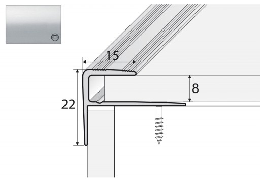 Aluminiowa listwa schodowa A60, 90cm SREBRO