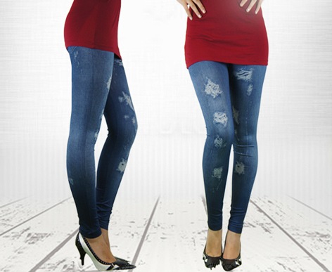 Legginsy SLIM WYSZCZUPLAJĄCE JEANS Jegginsy S/M