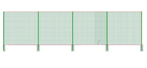 PIŁKOCHWYT Piłkochwyty siatka słupy KOMPLET 15x4m