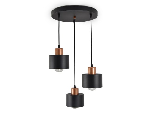 LAMPA PLAFON ŻYRANDOL 382-D3 MIEDŹ EDISON LOFT