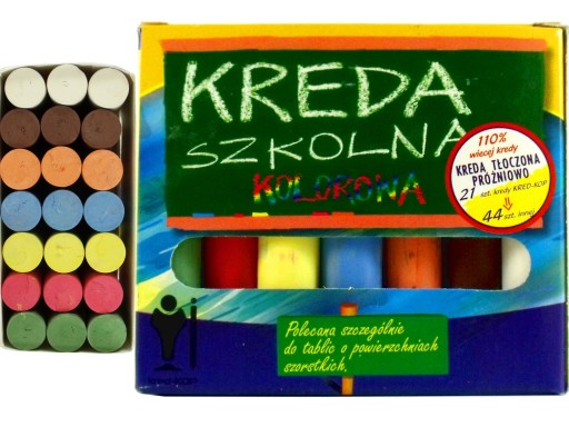 KREDA TABLICOWA SZKOLNA KOLOROWA OKRĄGŁA 14MM