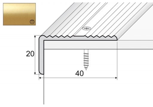 A33 Kątownik 20x40mm aluminiowy 90cm ZŁOTO