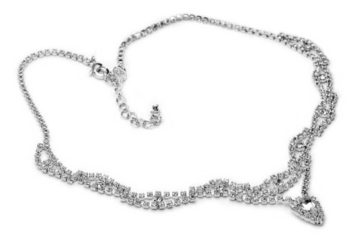 Kolia Srebrna Naszyjnik Choker Kryształ Studniówka