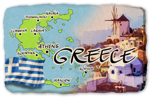 GRECJA GREECE FLAGA magnes na lodówkę kamień 467
