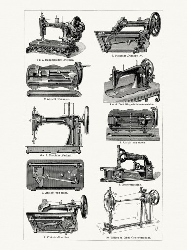 Technika Maszyny do szycia litografia 1905 r.