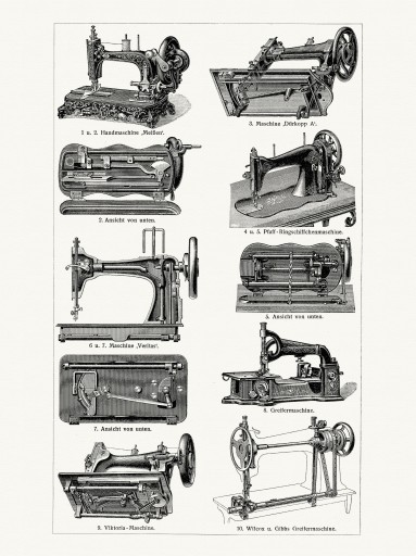 Technika Maszyny do szycia litografia 1905 r.