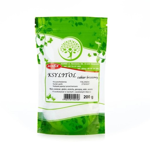 KSYLITOL 200g CUKIER BRZOZOWY Z FINLANDII - AGNEX