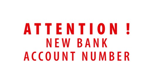 Pieczątka ATTENTION ! NEW BANK ACCOUNT NUMBER