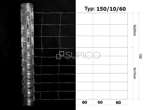 SIATKA OGRODZENIOWA LEŚNA 150/10/60 100 mb.