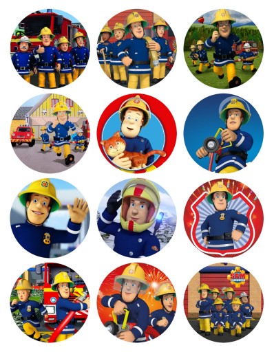 OPŁATEK NA MUFFINKI Strażak Sam Fireman Sam 12szt