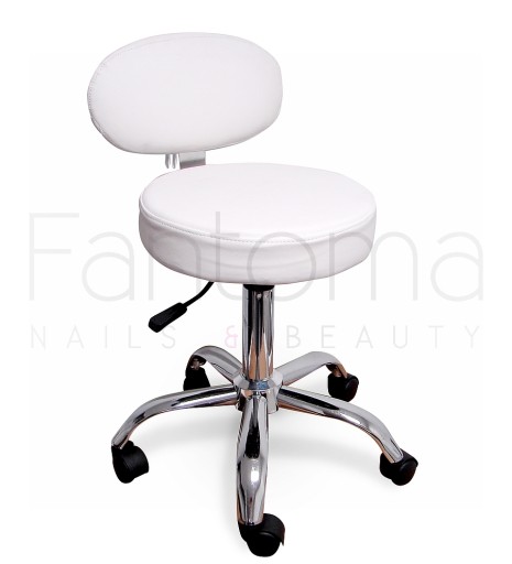 TABORET KOSMETYCZNY Z OPARCIEM MARK II WHITE