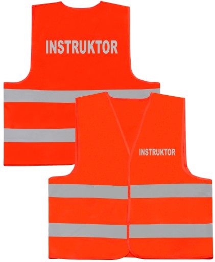 WIDOCZNA KAMIZELKA 2x LOGO INSTRUKTOR ODBLASKOWY L