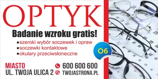 Baner reklamowy Reklama - Optyk Okulista 2,5x1,25m