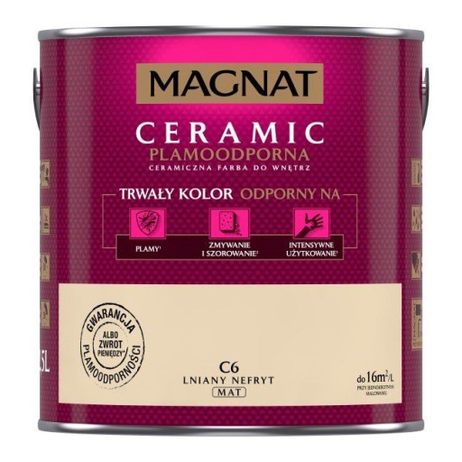 MAGNAT Ceramic farba ścian 2,5L C6 LNIANY NEFRYT