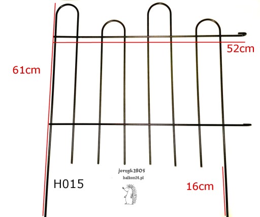 Metalowy płotek ogrodowy ogrodzeniowy 52/45cm H015