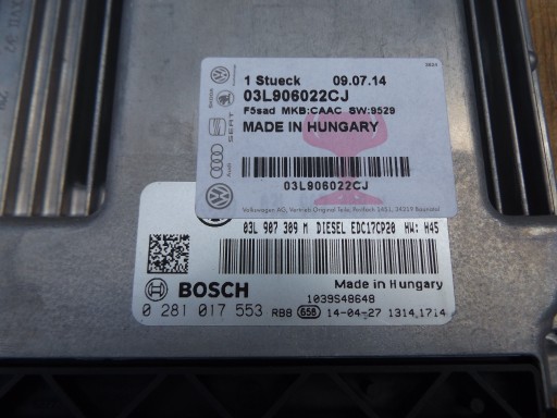 Компьютер двигателя vw t5 t6 рестайлинг bdb 03l906022cj1 - фото