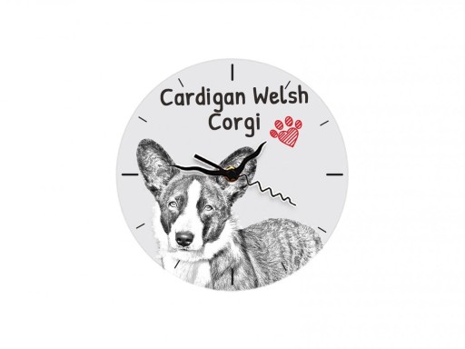 Welsh Corgi Cardigan Stojace hodiny s grafikou, MDF